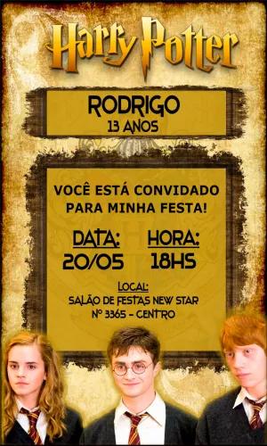 Convite Aniversário Harry Potter com Personagens para Editar