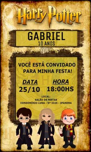 Convite Aniversário Harry Potter com Personagens para Editar