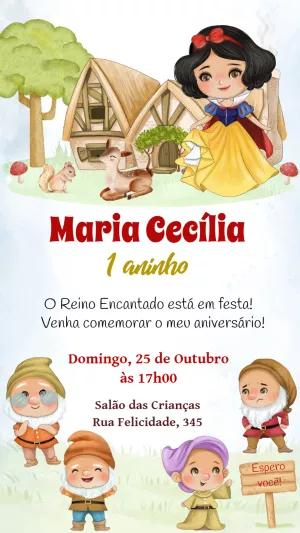 Convite Branca de Neve e os Sete Anões Editável Online
