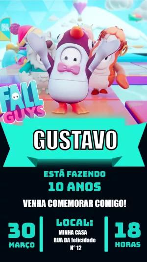 Convite de Aniversário Fall Guys para Editar Online