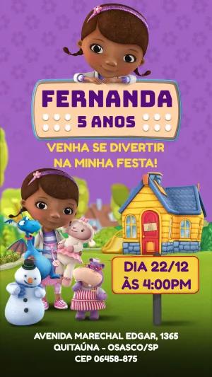 Convite Aniversário Doutora Brinquedos com Personagens para Editar