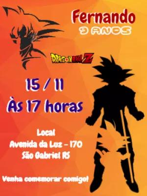 Convite de Aniversário Dragon Ball Z para Editar Online