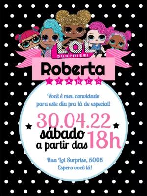 Convite de Aniversário Lol Surprise com Poá para Editar Online