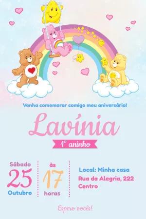 Convite Aniversário Ursinhos Carinhosos para Editar Online