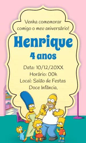 Convite de Aniversário Os Simpsons para Editar Online