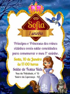 Convite Aniversário Princesinha Sofia para Editar Online