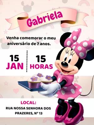 Convite de Aniversário Minnie Rosa para Editar Online