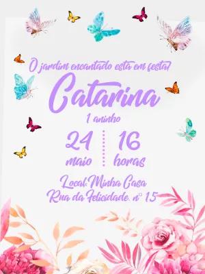 Convite Aniversário Jardim Encantado com Borboletas para Editar