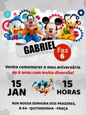 Convite de Aniversário Turma do Mickey Mouse para Editar Online