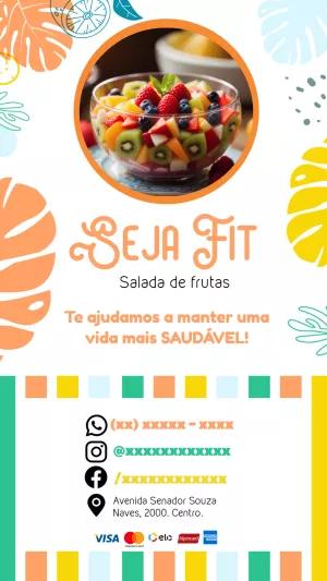 Cartão de Visita Salada de Frutas para Editar e Imprimir