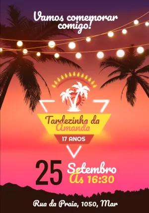 Convite Aniversário Tardezinha Tropical para Editar Online