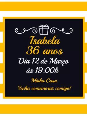 Convite de Aniversário Minimalista Listrado para Editar Online
