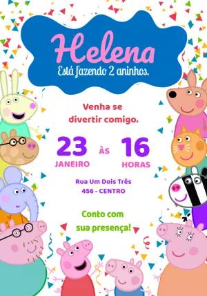 Convite de Aniversário Peppa Pig para Editar Online