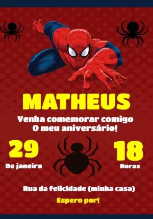 Convite de Aniversário Homem Aranha para Editar Online