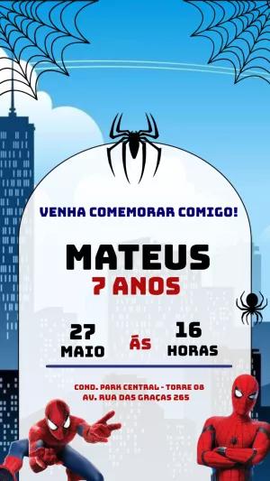 Convite de Aniversário Homem Aranha para Editar Online