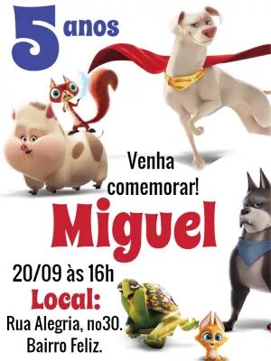 Convite Aniversário Liga dos Super Pets para Editar Online