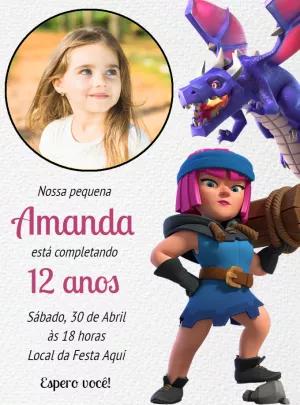 Convite de Aniversário Clash Royale com Foto para Editar