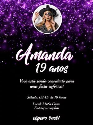 Convite Aniversário Euphoria com Foto para Editar Online