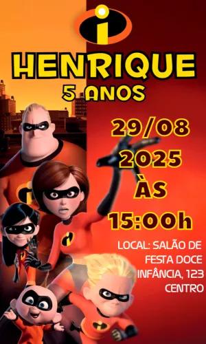 Convite Aniversário Os Incríveis para Editar e Imprimir