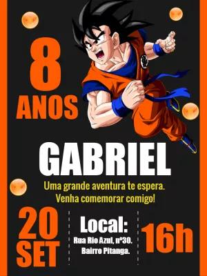 Convite Aniversário Dragon Ball Z com Goku para Editar Online