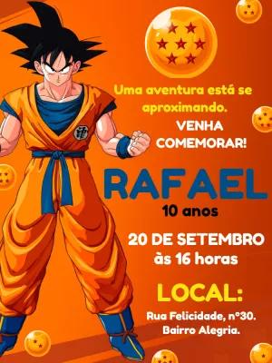 Convite de Aniversário Dragon Ball Z com Goku para Editar Online