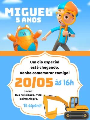 Convite de Aniversário Blippi para Editar Online e Imprimir
