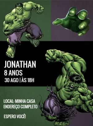 Convite Aniversário Hulk Super Herói para Editar Online