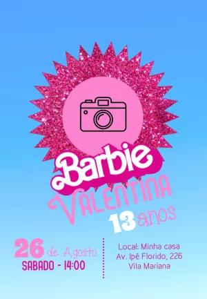 Convite de Aniversário Barbie com Foto para Editar Online