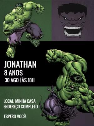 Convite de Aniversário do Hulk para Editar Online e Imprimir