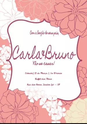 Convite de Casamento Floral Rosa para Editar Online