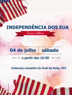 Convite Independência dos EUA com Bandeira para Editar Online