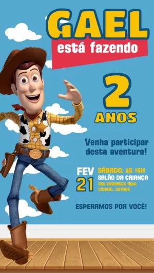 Convite de Aniversário Toy Story com Woody para Editar Online