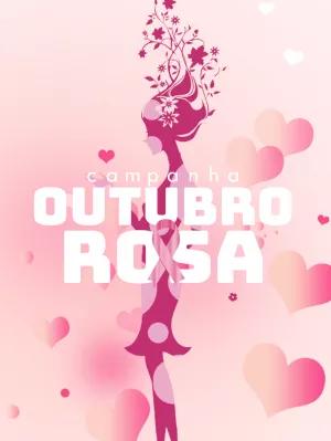 Post Outubro Rosa com Silhueta de Mulher para Editar Online