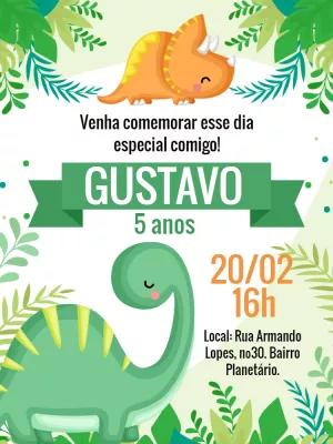 Convite de Aniversário Dinossauros Fofos para Editar Online