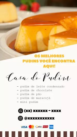 Cardápio e Cartão de Visita de Pudim para Editar Online
