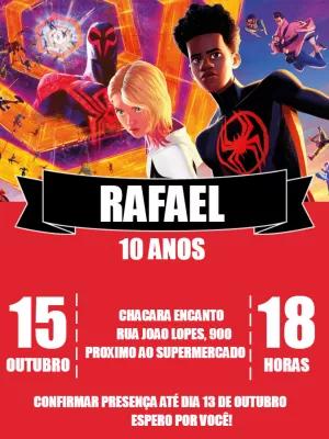 Convite Aniversário Homem-Aranha Aranhaverso para Editar Online