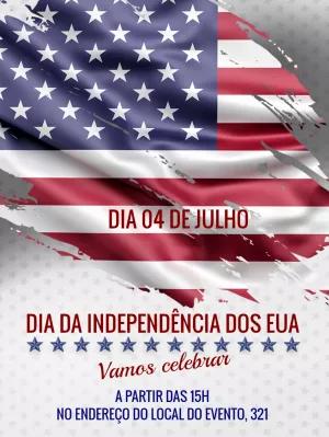 Convite 4 de Julho com Bandeira dos EUA para Editar Online