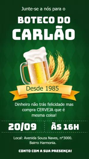 Convite Aniversário Tema Boteco com Cerveja para Editar