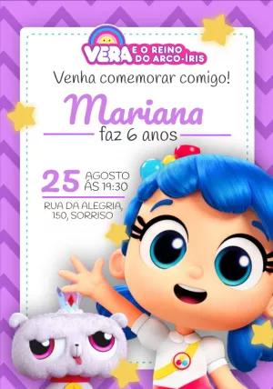 Convite Aniversário Vera e o Reino do Arco-Íris para Editar
