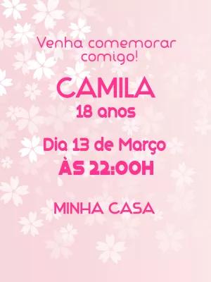 Convite de Aniversário Floral Rosa para Editar Online