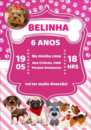 Convite de Aniversário Pet com Foto para Editar Online