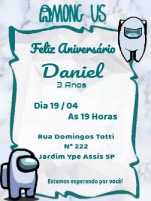Convite Aniversário Among Us com Personagens para Editar Online