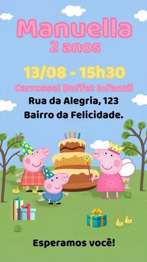 Convite de Aniversário Peppa Pig para Editar Online