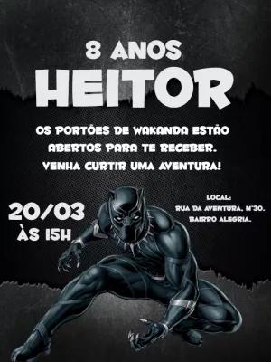 Convite de Aniversário Pantera Negra para Editar Online