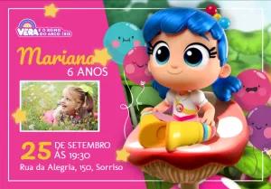 Convite Aniversário Vera e o Reino do Arco-Íris com Foto para Editar