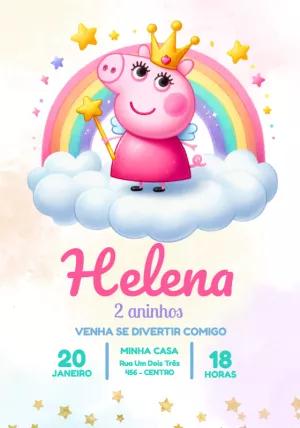 Convite Aniversário Peppa Pig Fada para Editar Online