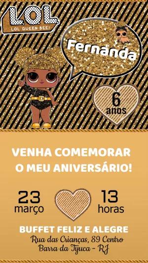 Convite Aniversário LOL Surprise Queen Bee para Editar Online