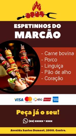 Flyer de Espetinhos e Churrasco para Editar Online