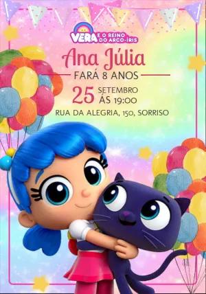 Convite Aniversário Vera e o Reino do Arco-Íris para Editar