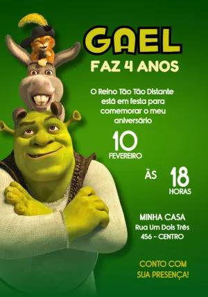 Convite Aniversário Shrek e Turma para Editar Online